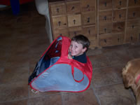 November 2007: Alex playing in the Spider-man hamper