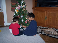 November 2007: Max and cousin Logan loved this little Christmas tree that Grandmama let the kids decorate.