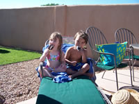 Alex and Ashlyn at the pool