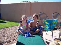 Alex and Ashlyn at the pool